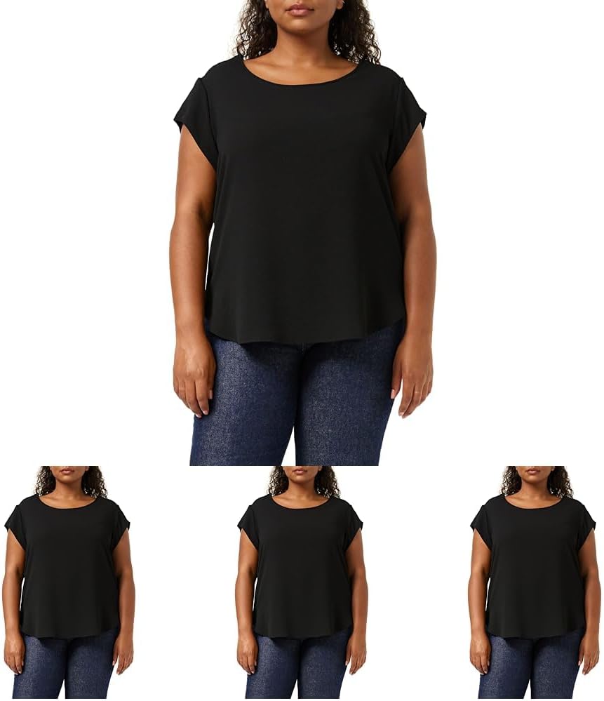 ONLY Vic Short Sleeve Top 40 (Packung mit 4) Schwarz, 40 (Packung mit 4) Schwarz