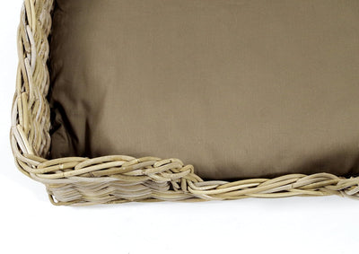 Kobolo Hundekorb Hundesofa aus stabilem Rattan geflochten inkl. Kissen 63x42x18 cm