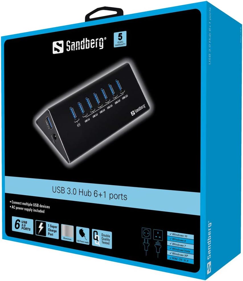 Sandberg USB 3.0 Hub mit 6 1 Anschlüssen