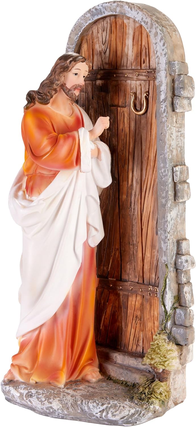 BRUBAKER Jesus Christus klopft an der Tür - 30 cm Weihnachtsdekoration mit handbemalter Figur aus Po