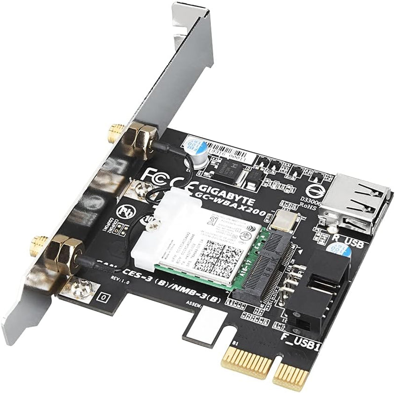 Gigabyte , GC-WBAX200, GC-WBAX200 Dual-Band WiFi 6 2x2 MIMO Wireless PCIe Adapter with Bluetooth 5