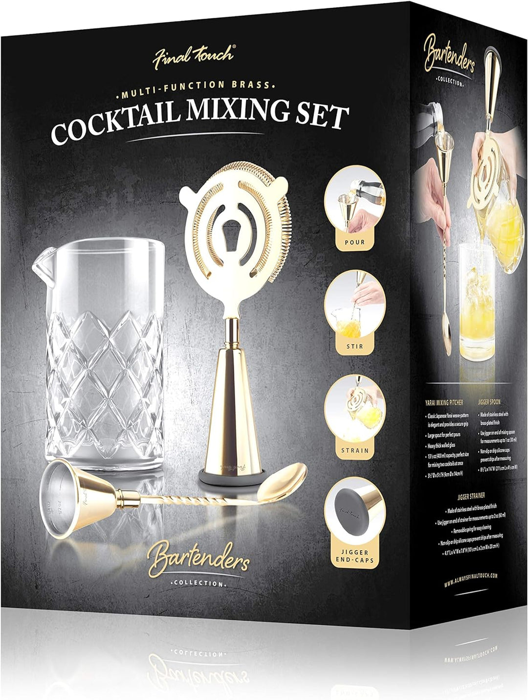 Final Touch Cocktail-Mix-Set aus Messing, multifunktional, essentielle Werkzeuge zum Herstellen, Aus