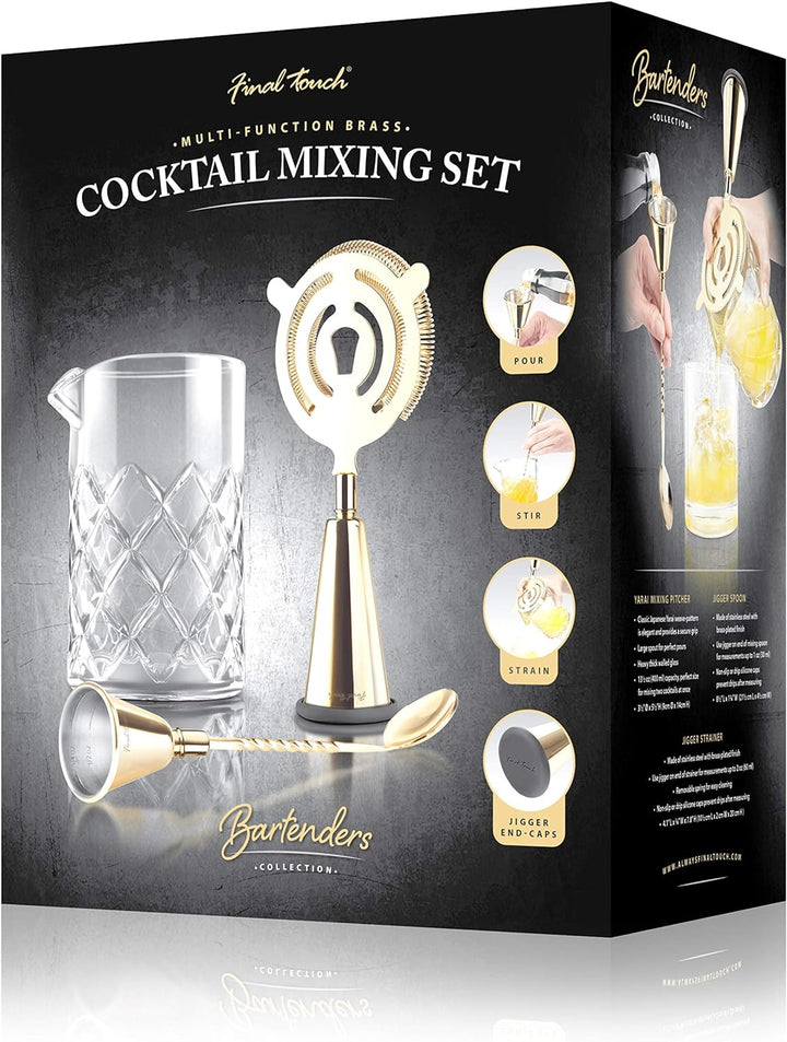 Final Touch Cocktail-Mix-Set aus Messing, multifunktional, essentielle Werkzeuge zum Herstellen, Aus