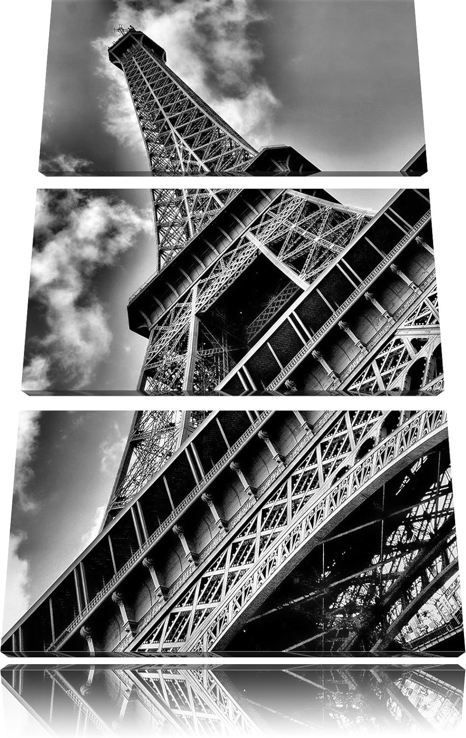 Pixxprint Gigantischer Eifelturm Paris / 3-Teilig/Gesamtmass 120cm Leinwandbild bespannt auf Holzrah