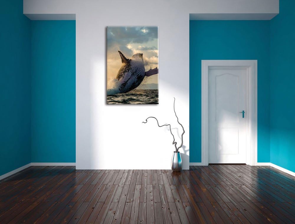 Buckelwale Kanada, Format: 100x70 auf Leinwand, XXL riesige Bilder fertig gerahmt mit Keilrahmen, Ku