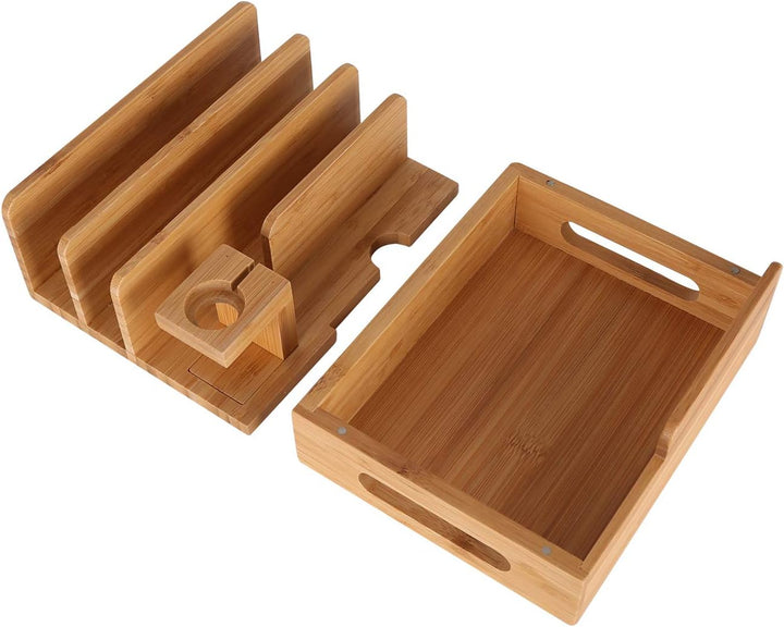 Bambus Holz Multi-Gerät Desktop Ladestation Halterung Ladegerät Halter Wiege Ständer compatible with