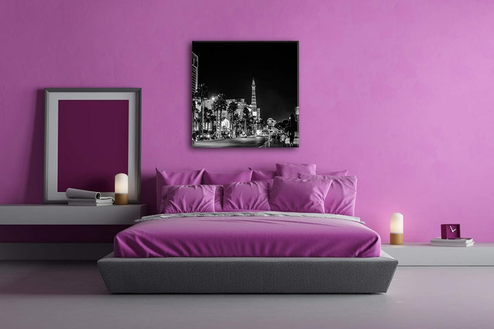 deyoli Innenstadt von Las Vegas bei Nacht Format: 70x70 Effekt: Schwarz&Weiss als Leinwandbild, Moti