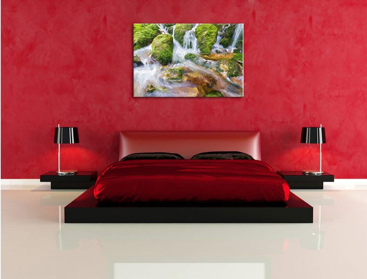 Pixxprint Gertelbach im Schwarzwald Kunst als Leinwandbild/Grösse: 100x70 / Wandbild/Kunstdruck/fert