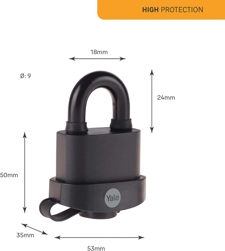 Yale - Y220B/51/118/3 hohe Sicherheit 51 mm wetterfestes Vorhängeschloss, 3er Set - offener Stahlbüg