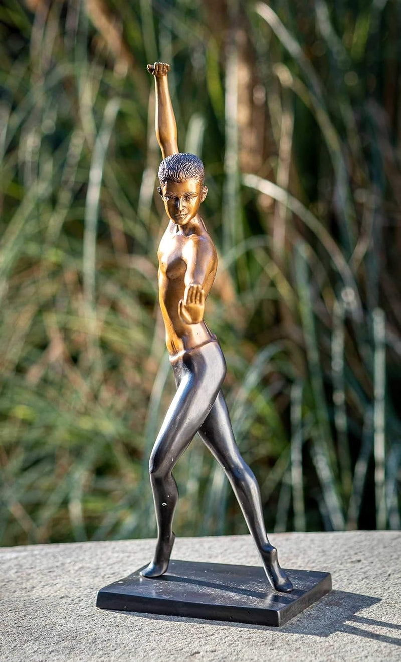 IDYL Bronze-Skulptur Tänzer | 41x15x17 cm | Klassische Bronze-Figur handgefertigt | Gartenskulptur o