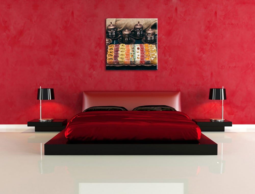 Pixxprint traditionelle türkische Desserts als Leinwandbild/Grösse: 70x70 cm/Wandbild/Kunstdruck/fer