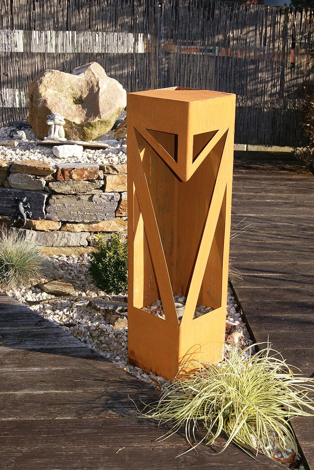 Feuersäule Classic Edelrost Rost Metall Gartendeko Garten Stele Fackel Feuer Säule
