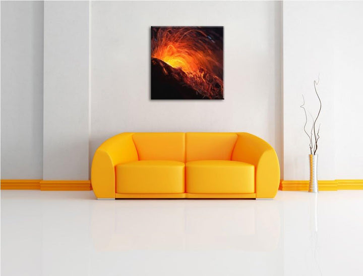 Pixxprint Vulkanausbruch als Leinwandbild/Grösse: 70x70 cm/Wandbild/Kunstdruck/fertig bespannt, 70x7