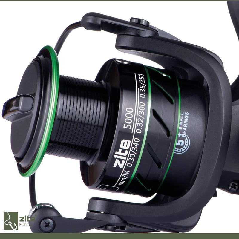 Zite Fishing Freilaufrolle Angeln 5000 5+1BB | Angelrolle mit Freilauf | Freerunner Reel Karpfen Ang