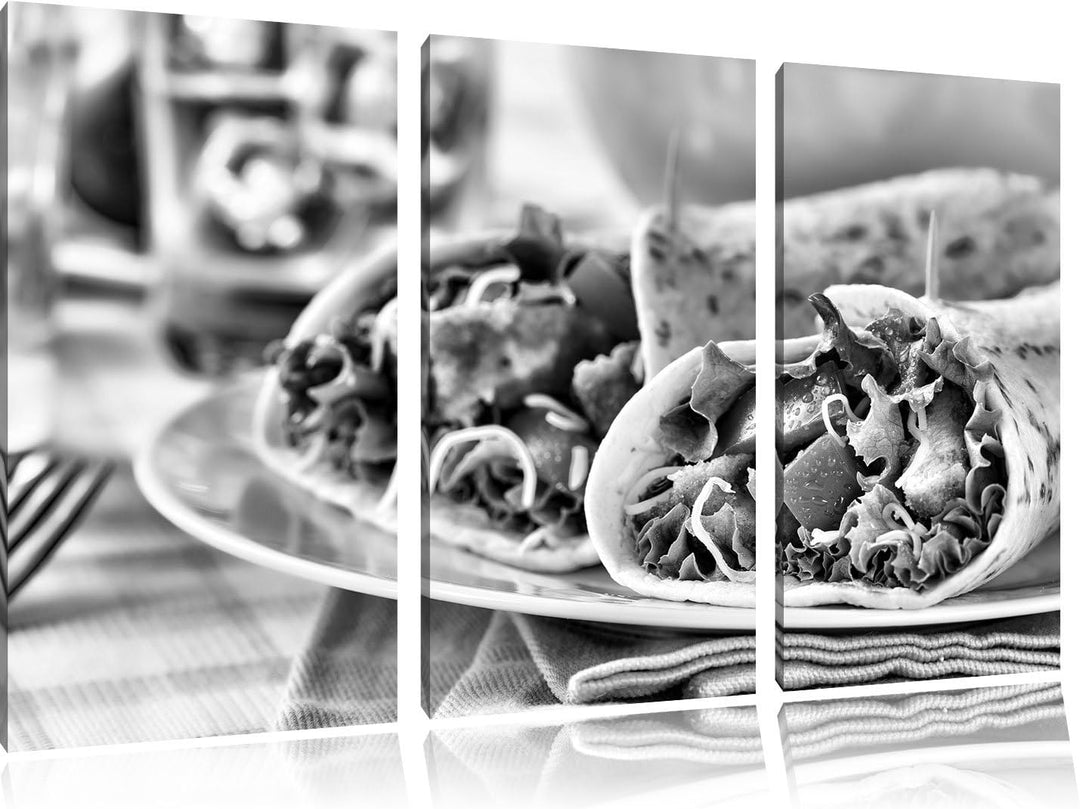 Pixxprint Super Frische Wraps als Leinwandbild/Grösse: 3 Teilig (120x80) cm/Wandbild/Kunstdruck/fert