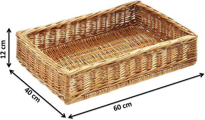 Kobolo Dekorativer grosser Auslagekorb aus geflochtener Weide in dem Massen 60x40x12 cm