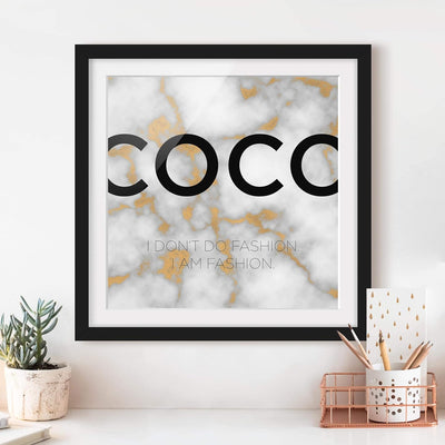 Bild mit Rahmen - Coco - I Don't do Fashion - Rahmenfarbe Schwarz, 50 x 50 cm 50cm x 50cm Schwarz, 5