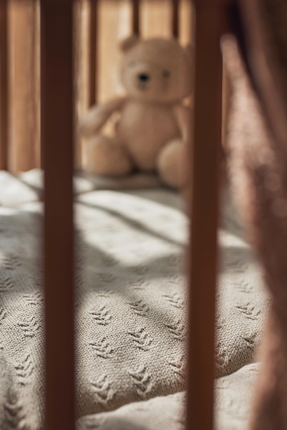 Jollein Krabbeldecke für Baby - Grain Knit, Olive Green - Laufgittereinlage - 75x95 cm - Spieldecke