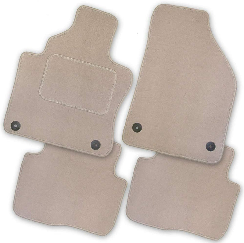 Bär-AfC Auto Fussmatten Royal passend für Skoda Octavia 2 1Z 2004-2013, Autoteppiche Velours Beige,