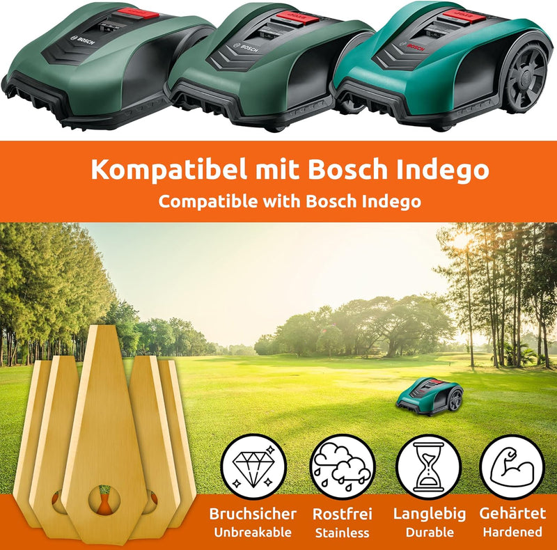 ECENCE 60 Titan Ersatz-Messer kompatibel mit Bosch Indego Connect + Schrauben 0,75mm 3g