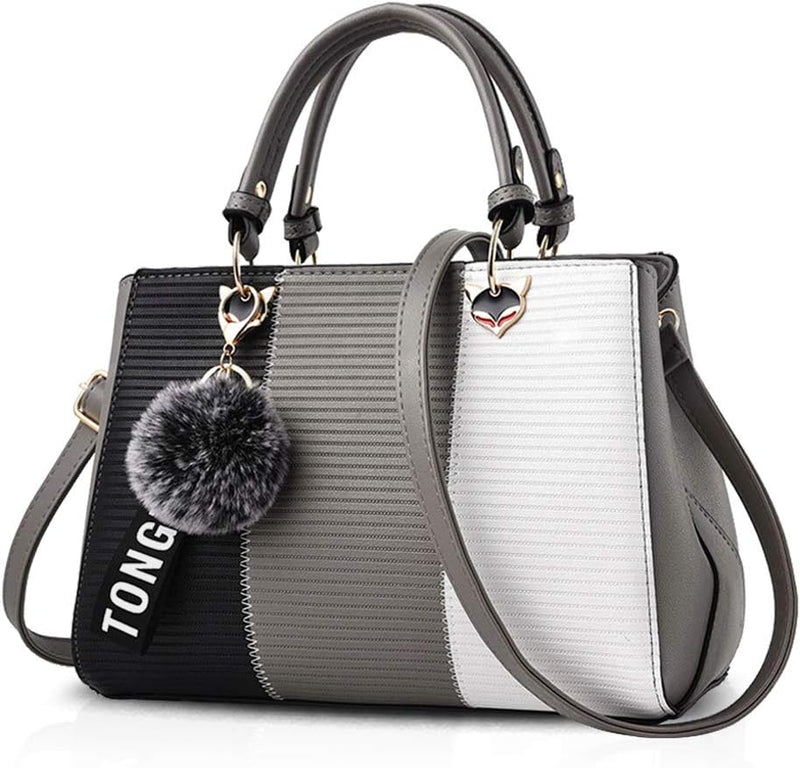 NICOLE & DORIS 2024 Neue Frauen Tasche Damen Leder Handtasche Mode Umhängetasche Mit Pompon abnehmba