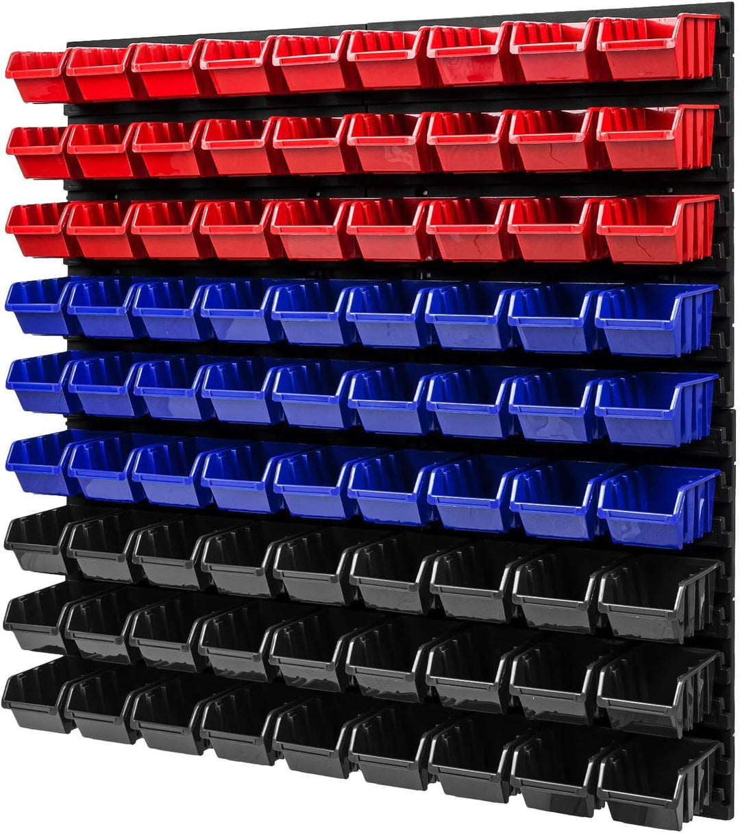 PAFEN Wandregal Stapelboxen - 772 x 780 mm – 81 Stück Boxen Werkstatt Lagersystem Schüttenregal (Rot
