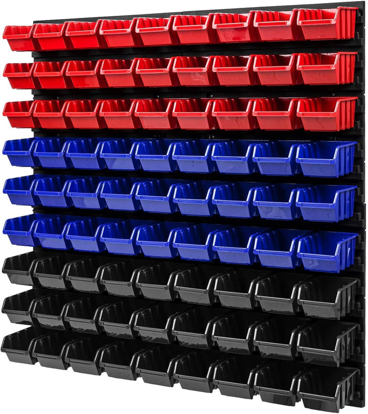 PAFEN Wandregal Stapelboxen - 772 x 780 mm – 81 Stück Boxen Werkstatt Lagersystem Schüttenregal (Rot