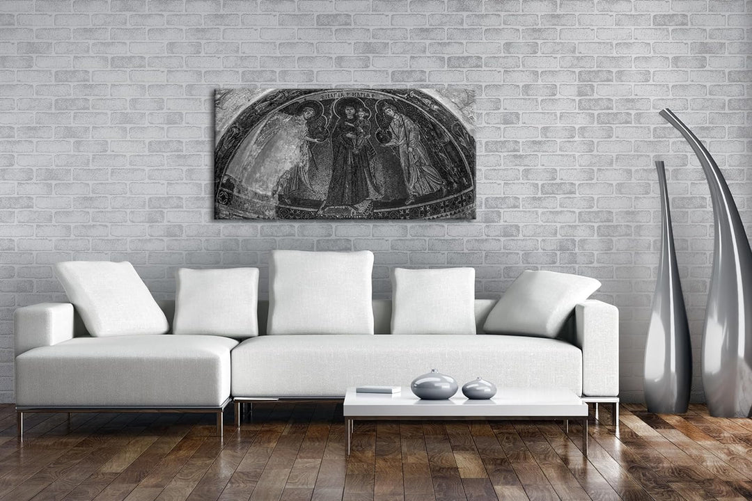 Historische Architektur des Christentums Panorama 80x40 cm Effekt: Schwarz/Weiss als Leinwandbild, M