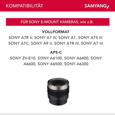 Samyang V-AF 45mm T1,9 FE für Sony E, Videoobjektiv, Auto Fokus Objektiv, Cine Lens 8K Unterstützung