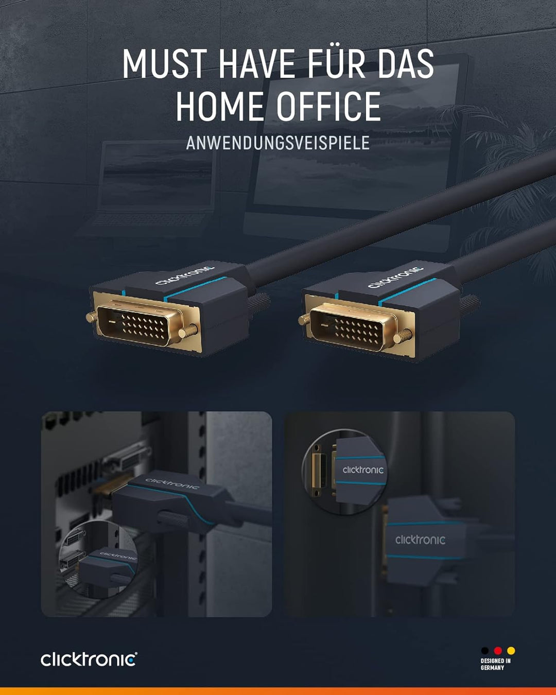 Clicktronic Casual DVI-D Verbindungskabel Dual Link 24+1, digitales Video- / Monitorkabel mit DVI‐D