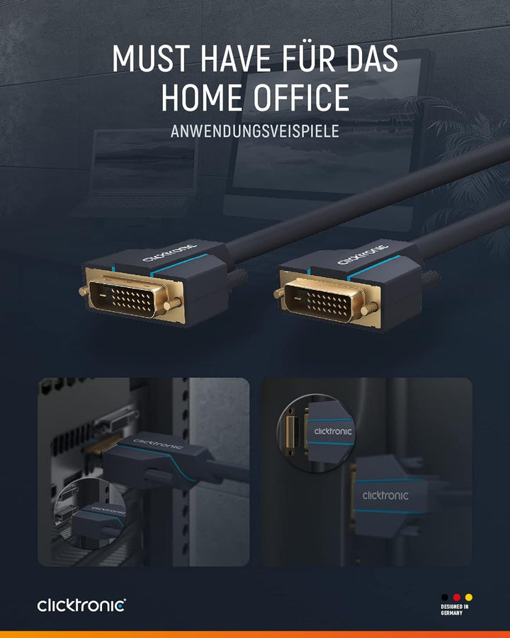 Clicktronic Casual DVI-D Verbindungskabel Dual Link 24+1, digitales Video- / Monitorkabel mit DVI‐D