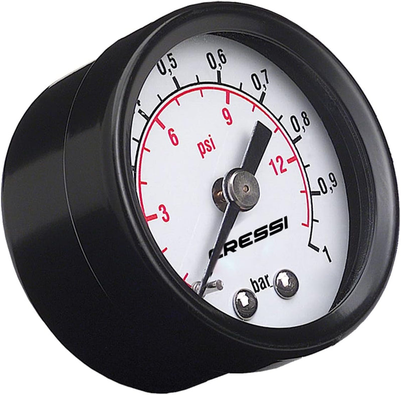 Cressi Unisex-Adult Pressure Gauge 15Psi Manual Pump Analoges Manometer mit Druckanzeige, Schwarz, 1