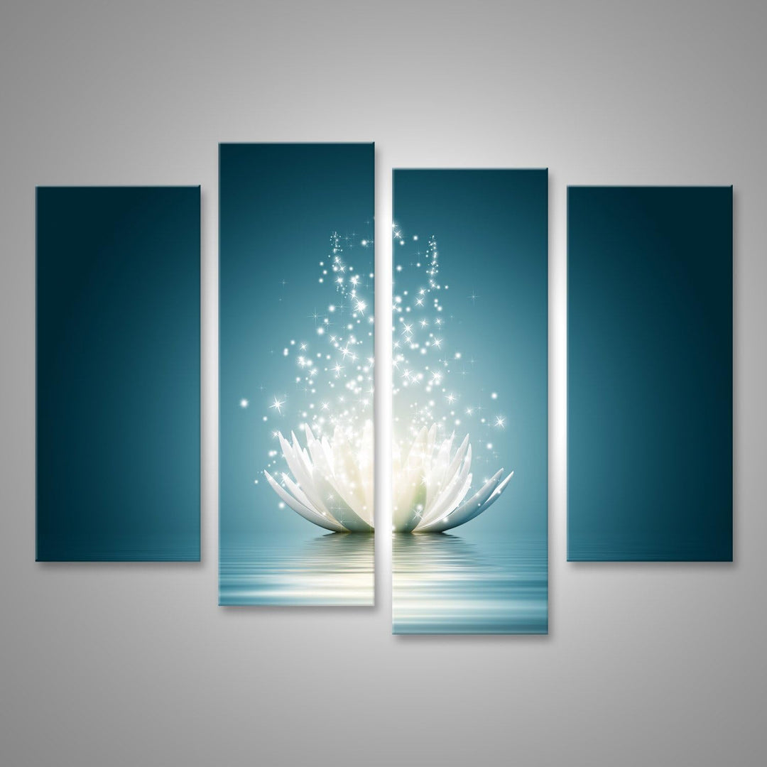 islandburner, Bild auf Leinwand Magische Lotusblume Wandbild Poster Leinwandbild 130x80 4-teilig, 13