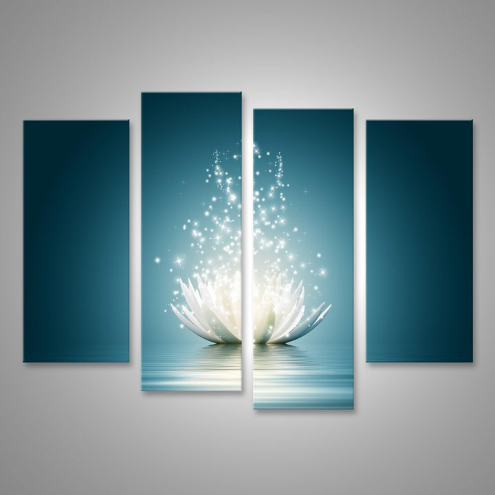 islandburner, Bild auf Leinwand Magische Lotusblume Wandbild Poster Leinwandbild 130x80 4-teilig, 13