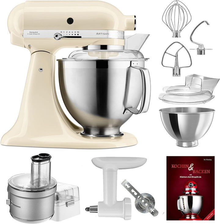 KitchenAid Küchenmaschine Artisan - P24 Food Processor Set Spezial 185er (K) - 5KSM185PSEAC inkl. Fo