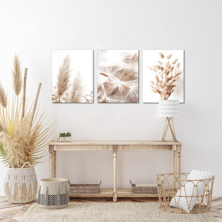 Novart FERTIG ZUM AUFHÄNGEN - Wandbilder Set Boho Style - Beige Bild XXL Wohnzimmer N008935a