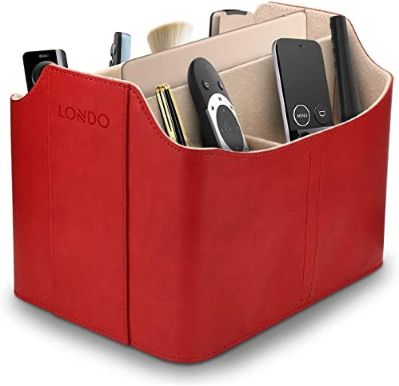 Londo Leder Fernbedienung Organizer und Halter (Rot) & Leder Taschenleerer - Vide Poche - Ledertable