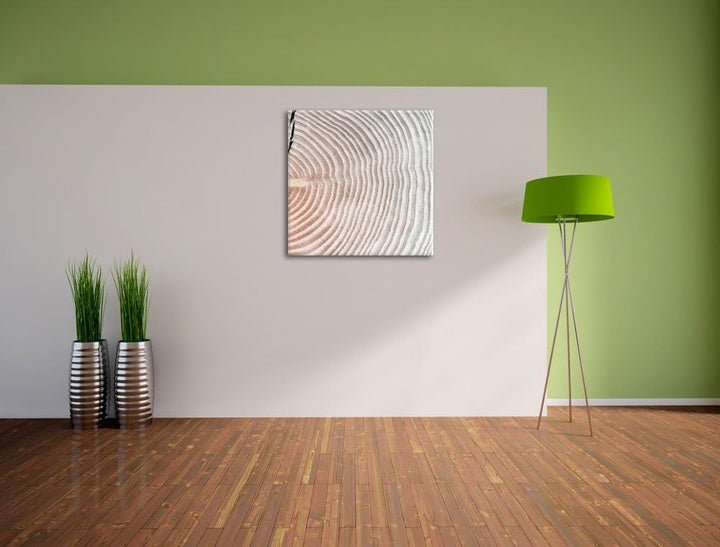 Pixxprint Baumstamm Jahresringe als Leinwandbild | Grösse: 70x70 cm | Wandbild | Kunstdruck | fertig