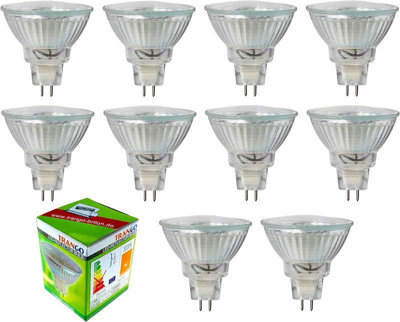 Trango 10er Set MR16030 LED Leuchtmittel mit MR16 Fassung zum Austausch von herkömmlichen Halogen Le