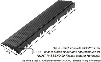 BodenMax 14-er Set Seitenteile mit Stift | kompatibel NUR mit BodenMax Fliesen | Schwarz 14 Seitente
