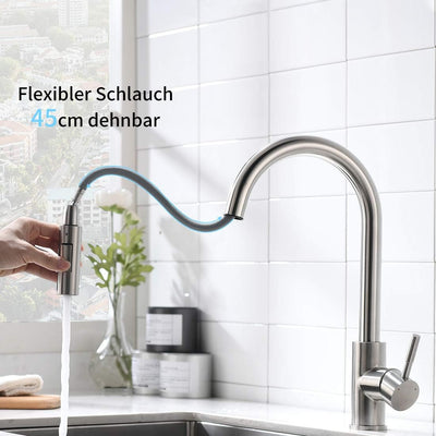 AIMADI Touch Sensor Wasserhahn Küche Armatur Küchenarmatur mit Brause Ausziehbar 360° Drehbar Spülti