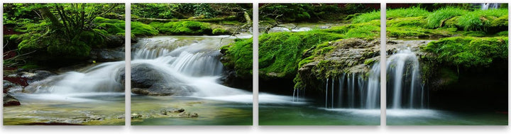 Feeby Bilder 4 Teile Wasserfall Wald 200x50 cm Wohnzimmer Schlafzimmer Büro Flur Küche Wandbilder Mo