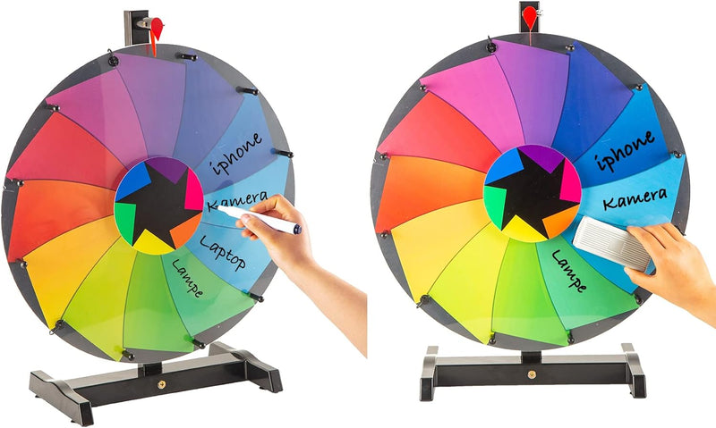 Glücksrad zum Drehen 48cm Gross - Gluecksrad Spiel mit 18" Drehrad & Stativ | Glücksrad Zum Selbstge