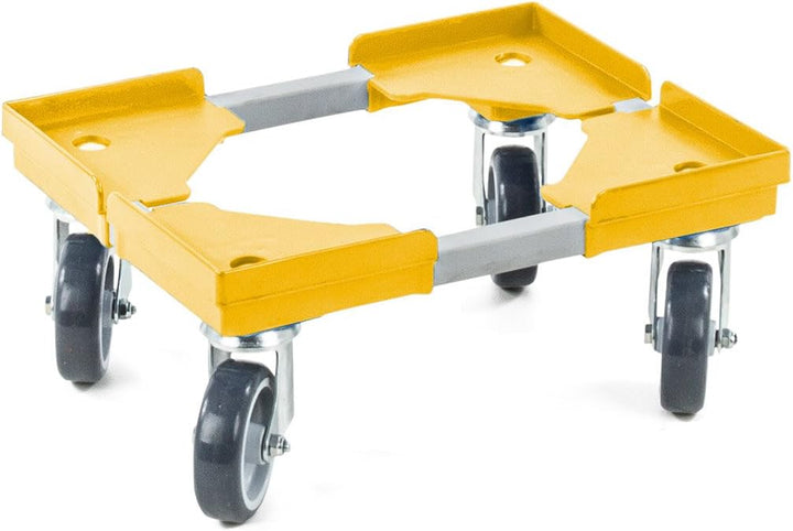 aidB Transportroller Variabel nicht unterteilt für Euroboxen mit 4 Gummilenkrollen, Gelb, 400x300 mm