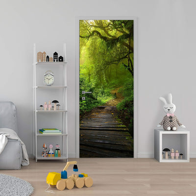 wandmotiv24 Türtapete Holz-weg in mystischem Wald, Urwald 80 x 200cm (B x H) - Dekorfolie selbstkleb