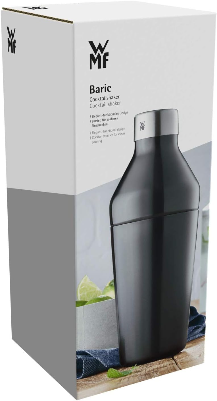 WMF Baric Shaker, Edelstahl Cocktail Shaker mit integriertem Barsieb, Höhe 23 cm, spülmaschinengeeig