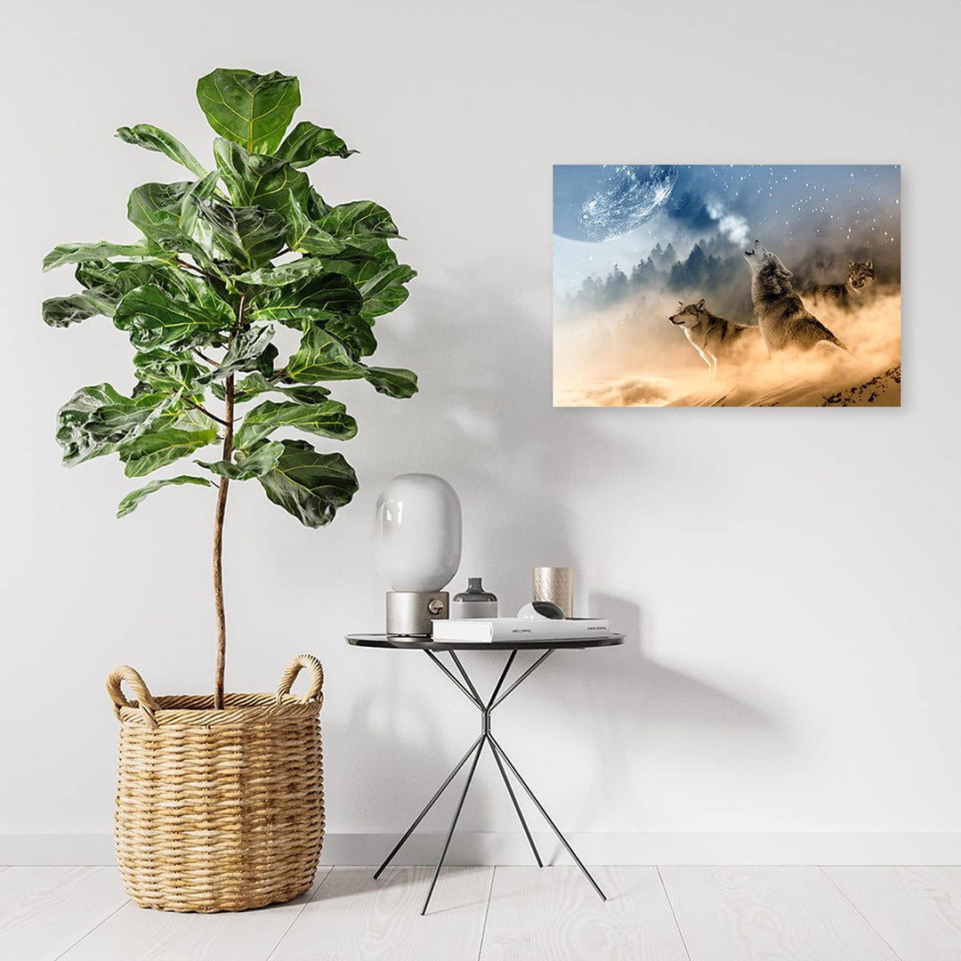 Feeby Vlies Leinwandbild Wildtiere 80x60 cm Wand Bild Kunstdruck Deko Wohnzimmer Wohnungs Deko Rudel