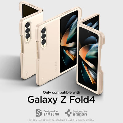 Spigen Thin Fit P Hülle Kompatibel mit Samsung Galaxy Z Fold 4 5G -Pearled Ivory (S Pen Nicht inklus