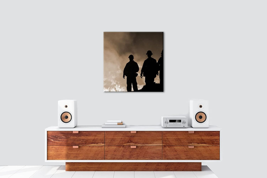 Lauffeuer Feuerwehr im Einsatz Format: 60x60 Effekt: Sepia als Leinwandbild, Motiv fertig gerahmt au