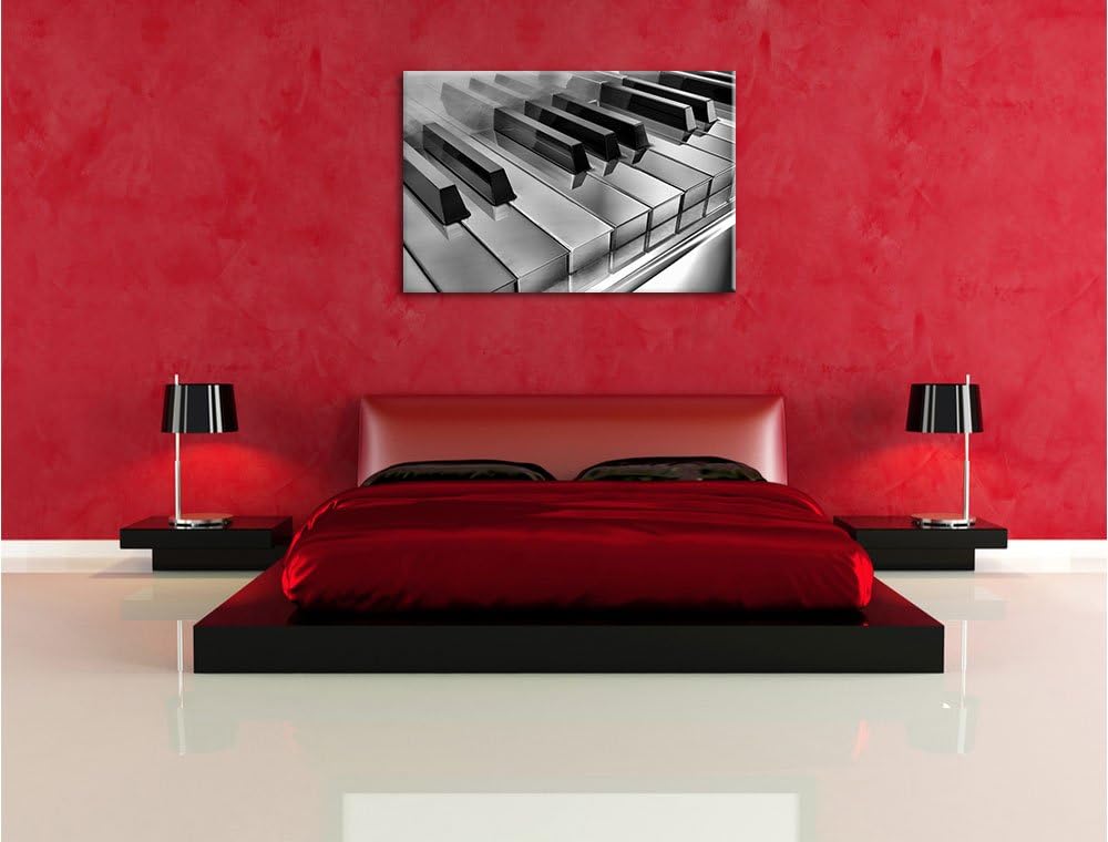 Pixxprint Piano Klaviertasten als Leinwandbild/Grösse: 100x70 cm/Wandbild/Kunstdruck/fertig bespannt